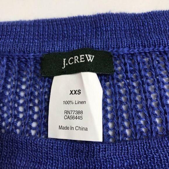 J Crew XXS Blue Color Blocked Linen Knit Top - Picture 4 of 10